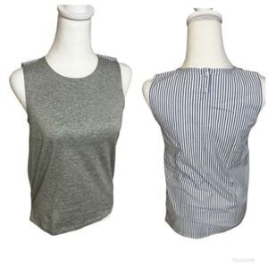 J Crew Contrast Sleeveless Tank Top Seersucker Striped  blue gray white
Size xXS